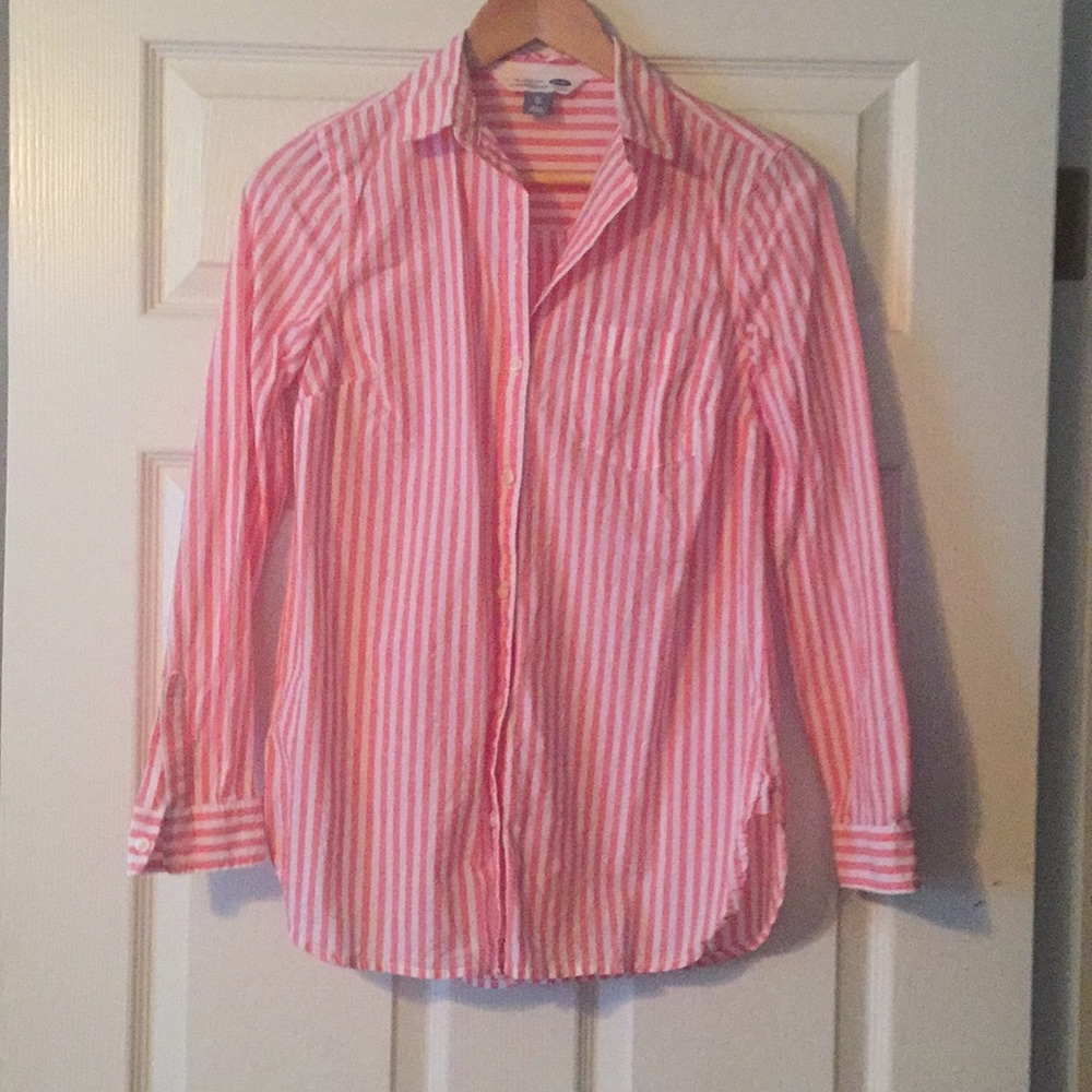Old Navy pink/white stripe button down Sz XS